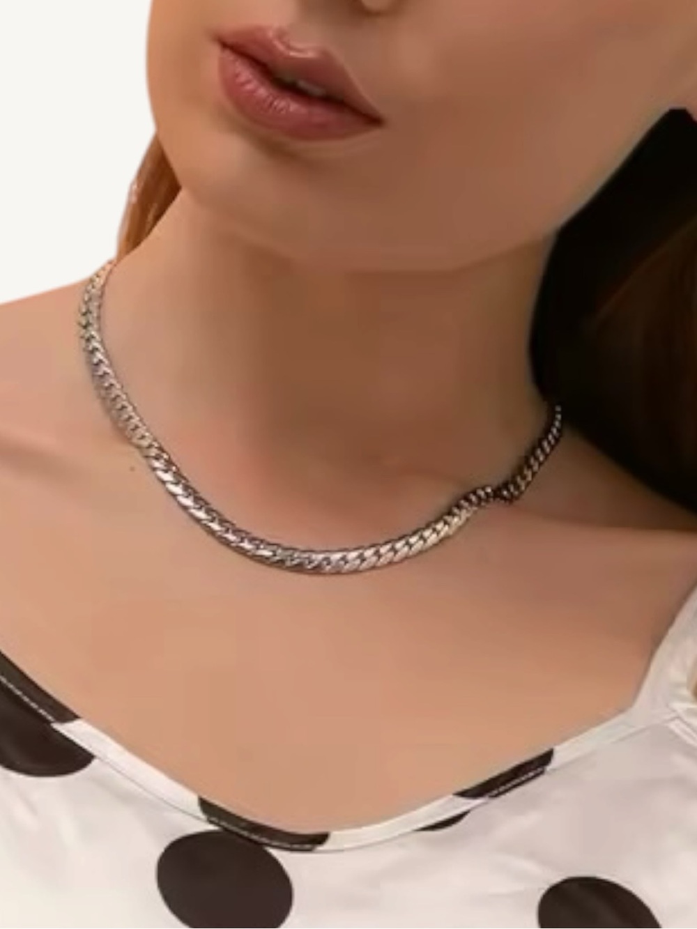 Platinum PVD Stainless Steel Curb Chain Necklace waterproof and hypoallergenic